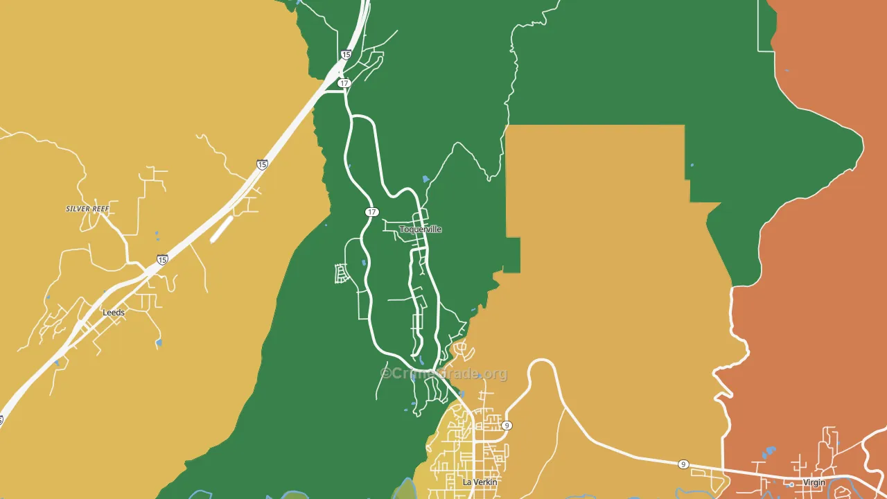 Toquerville, UT Map of Theft Rates