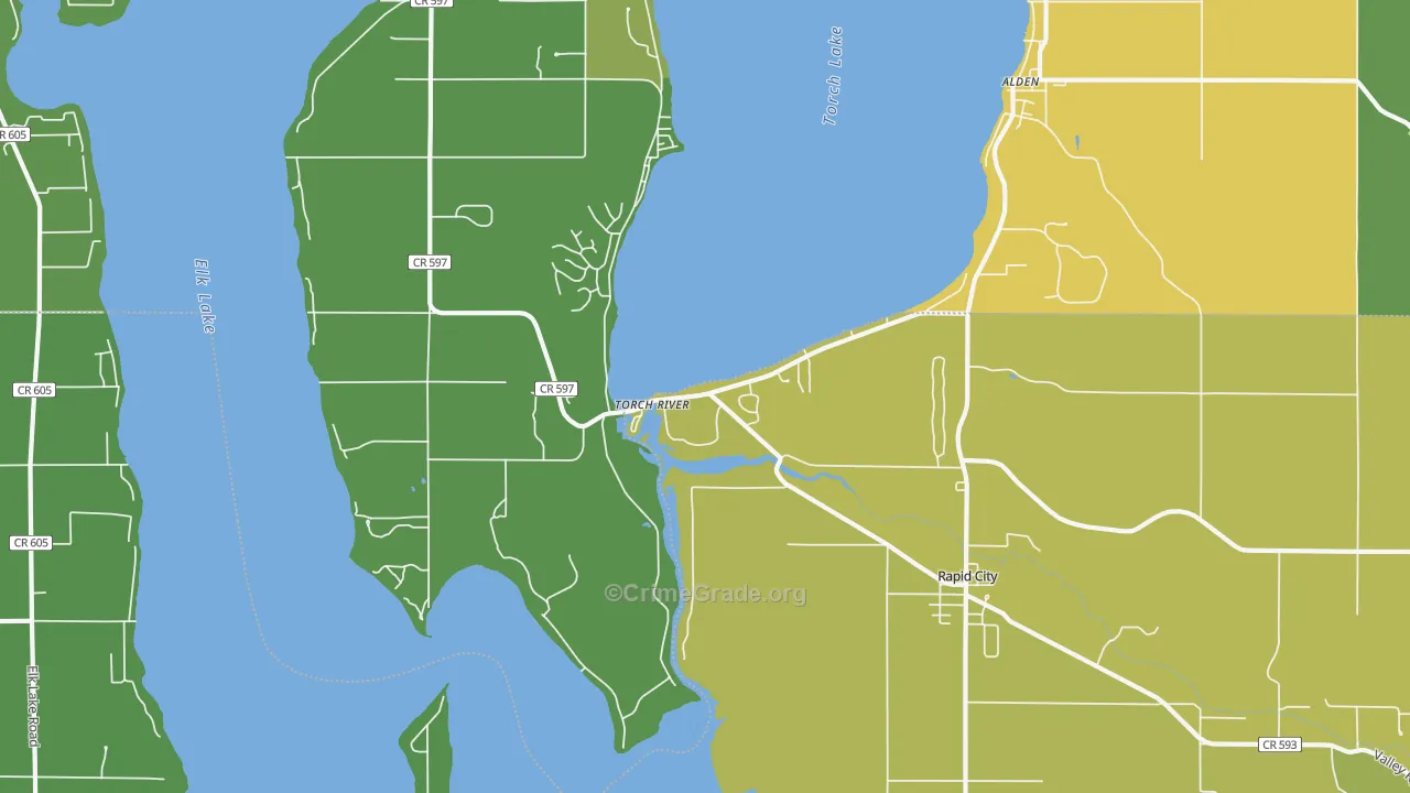Torch River, MI Map of Theft Rates