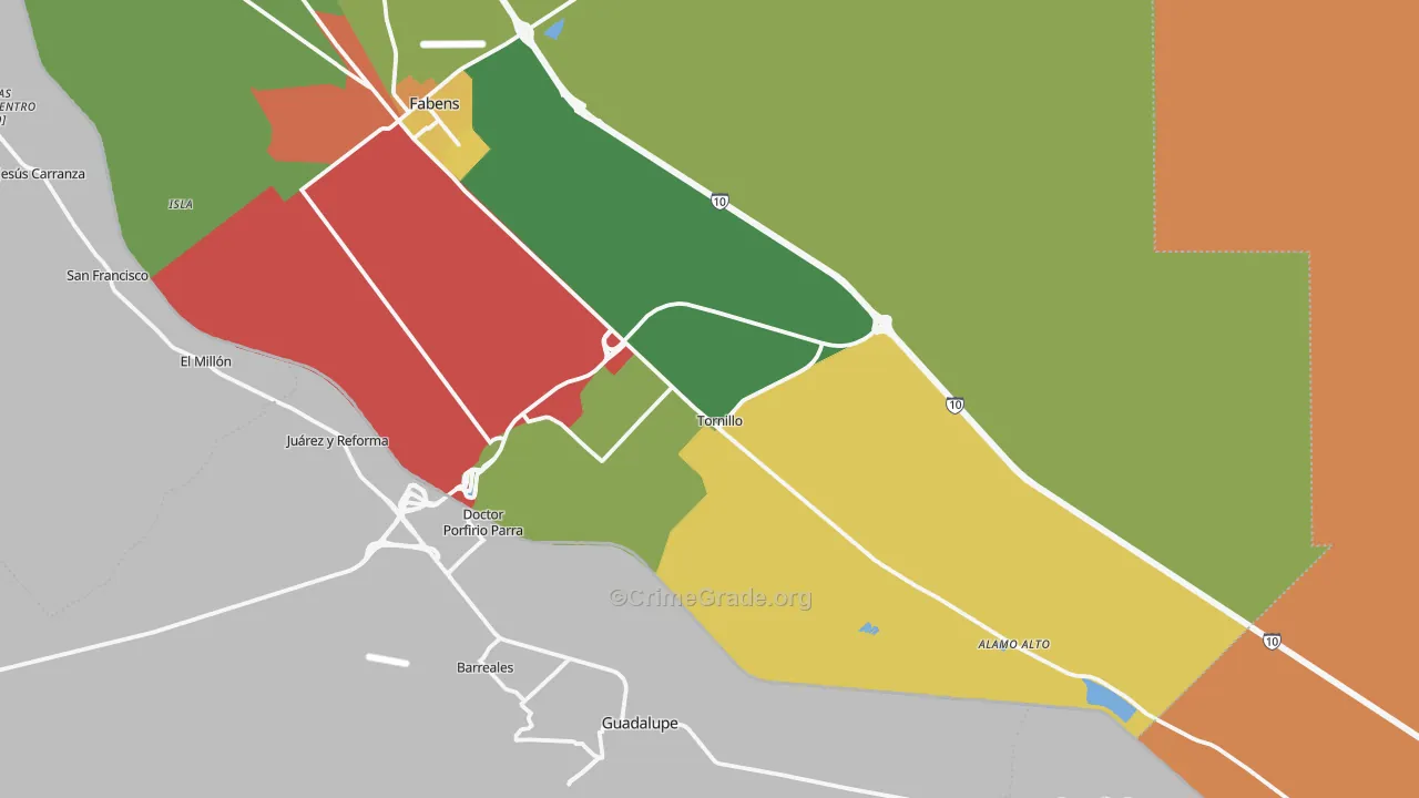 Tornillo, TX Map of Theft Rates
