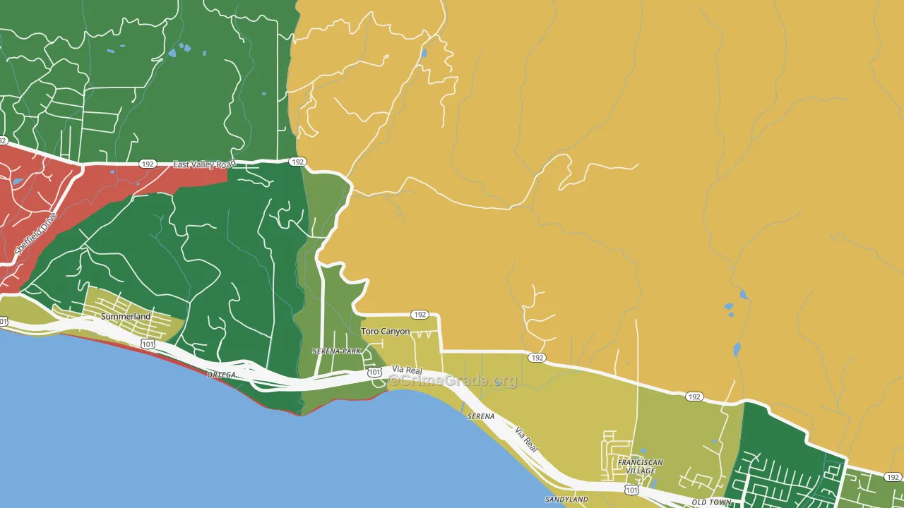 Toro Canyon, CA Map of Theft Rates