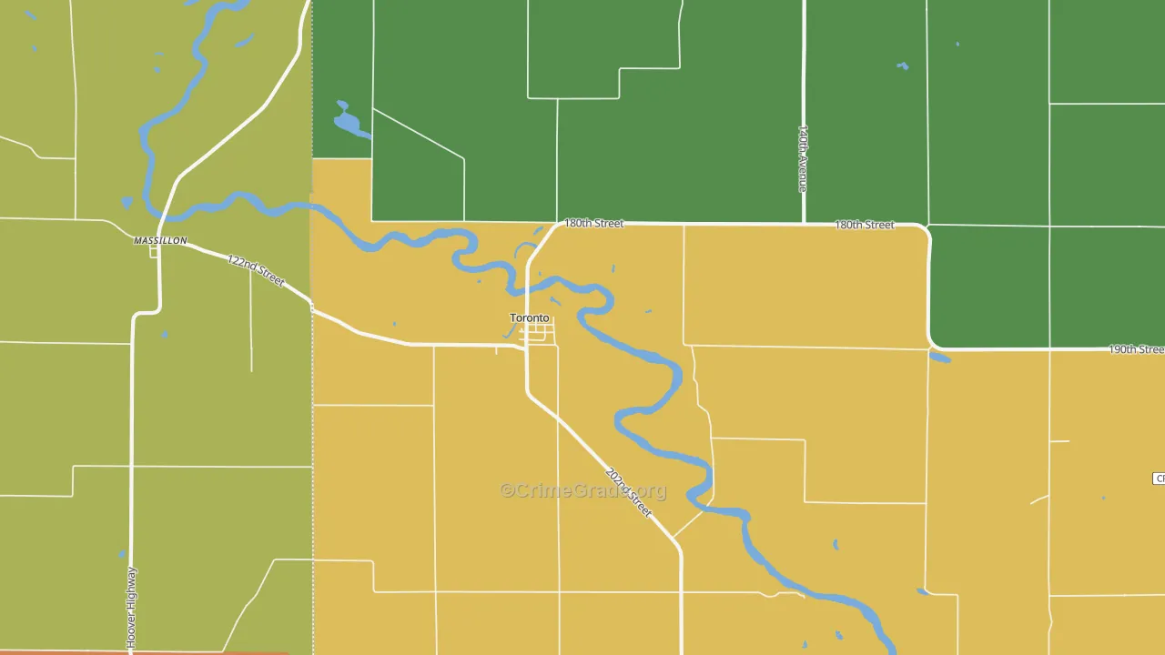 Toronto, IA Map of Theft Rates