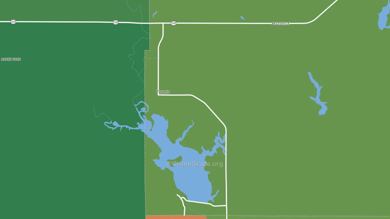 Toronto, KS Map of Theft Rates