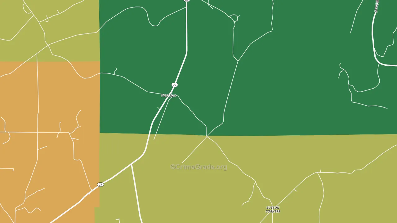 Torpedo, PA Map of Theft Rates