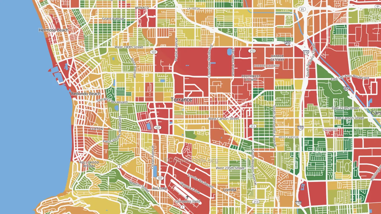 Torrance, CA Map of Theft Rates