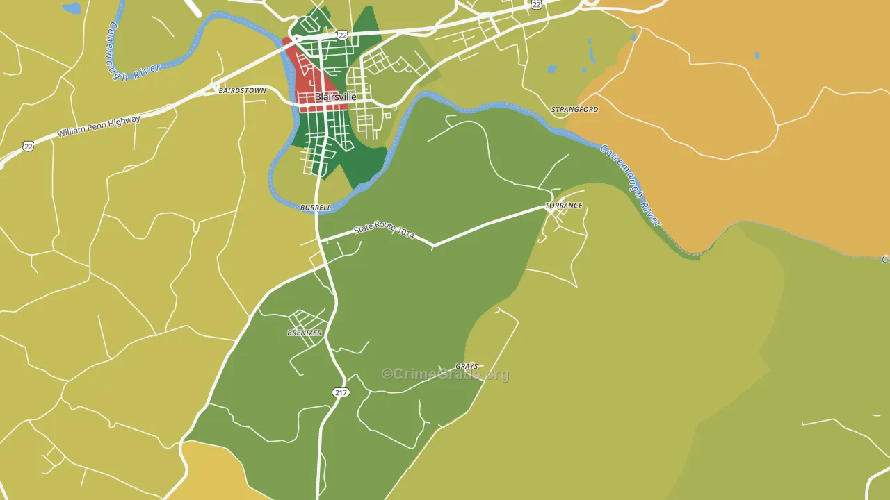Torrance, PA Map of Theft Rates