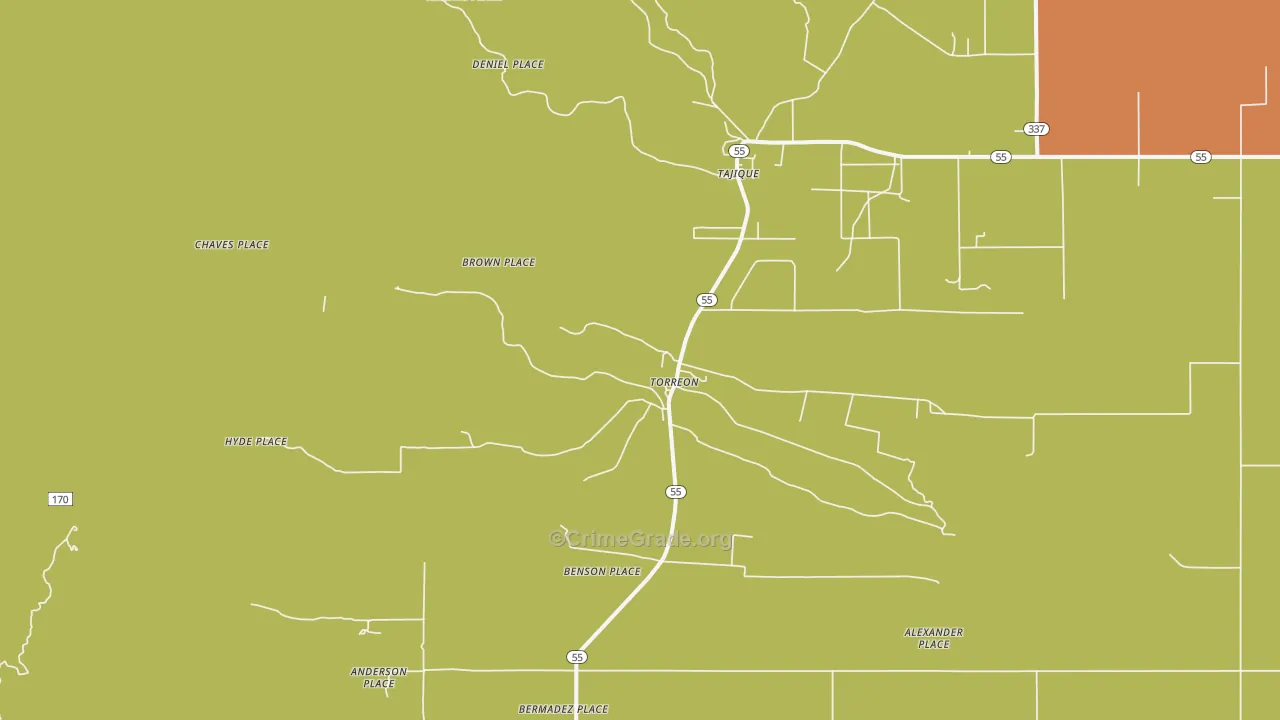 Torreon, NM Map of Theft Rates