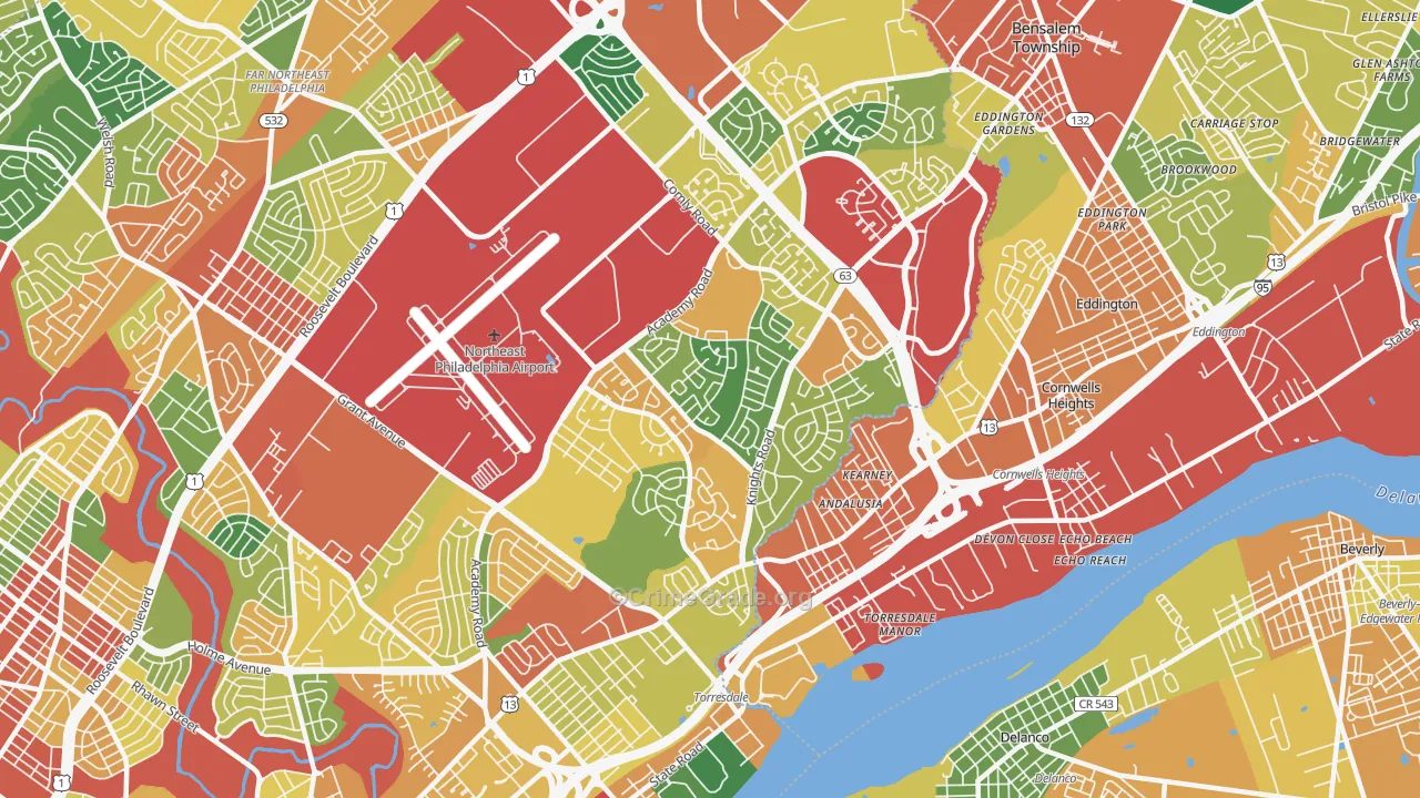 Torresdale, Philadelphia, PA Map of Theft Rates
