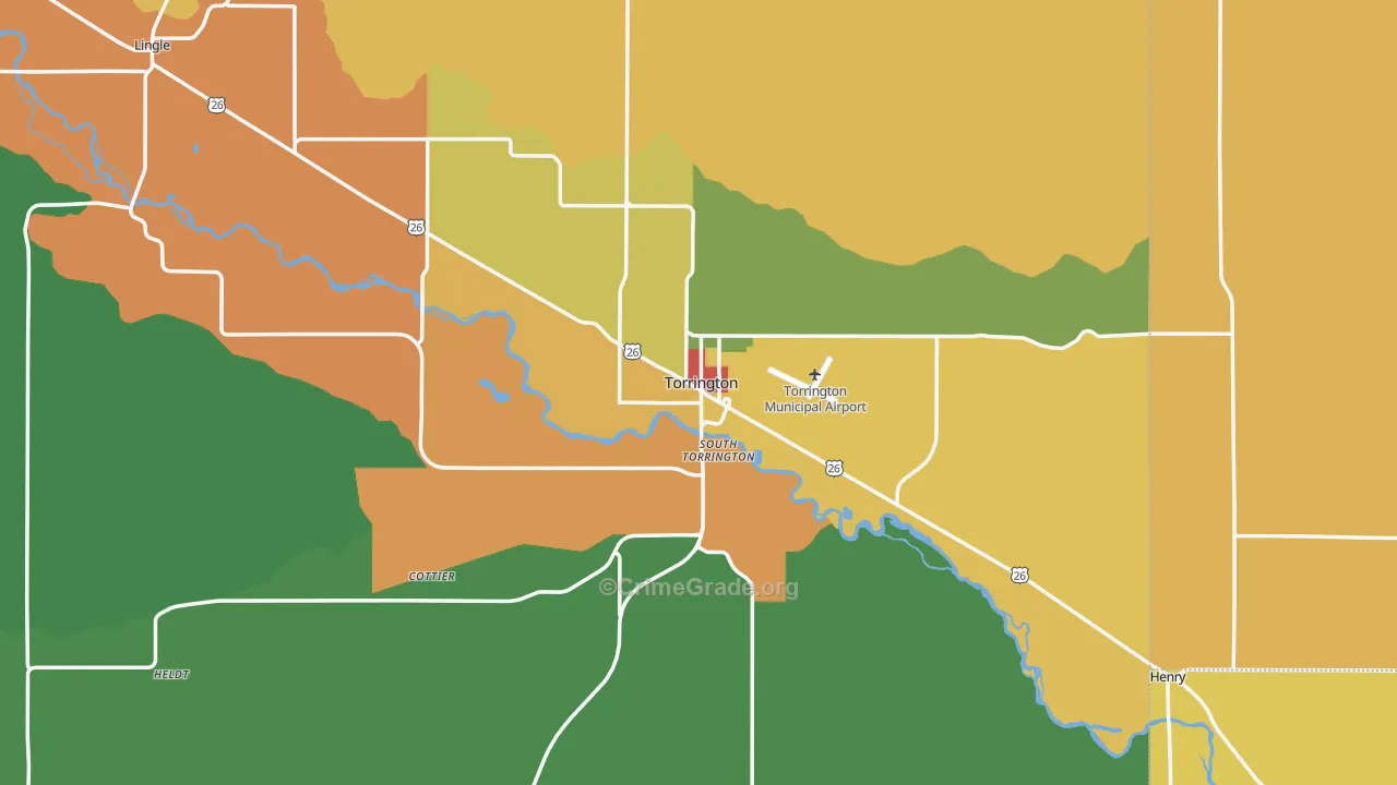 Torrington, WY Map of Theft Rates