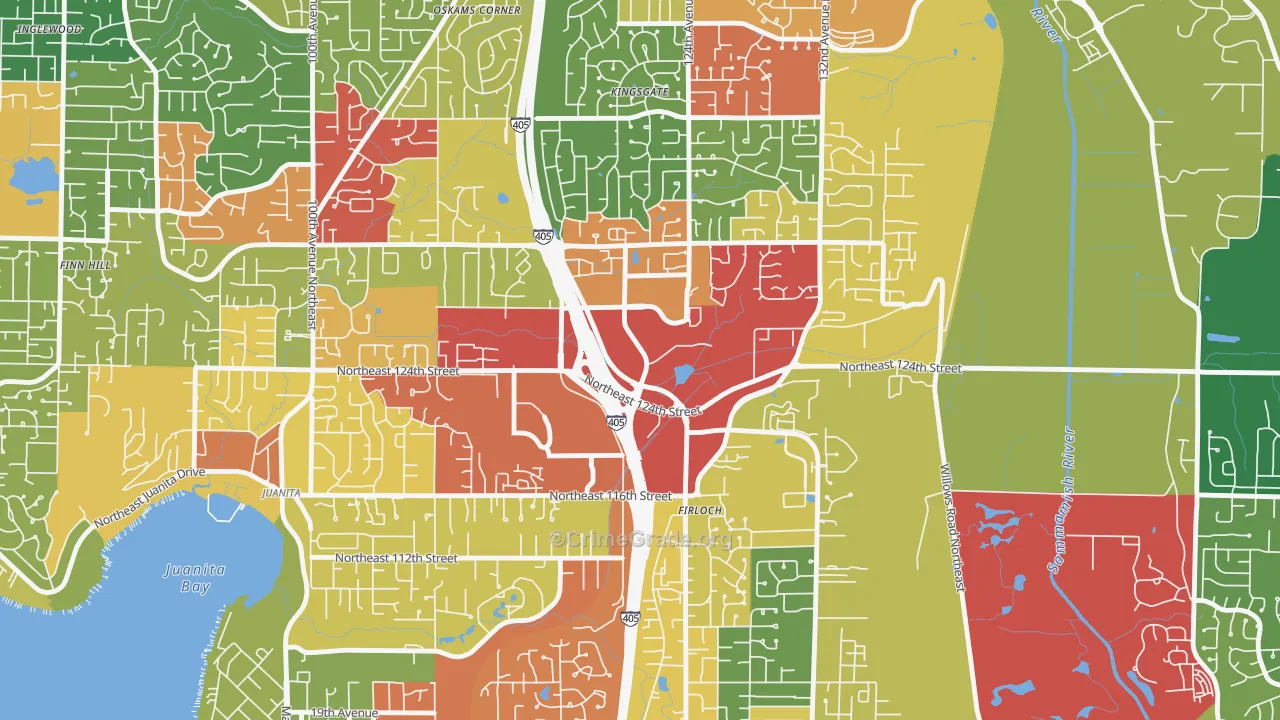 Totem Lake, Kirkland, WA Map of Theft Rates