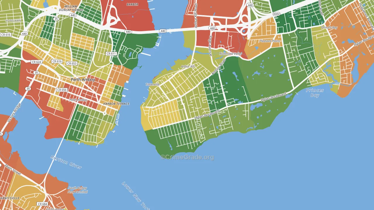 Tottenville, Staten Island, NY Map of Theft Rates