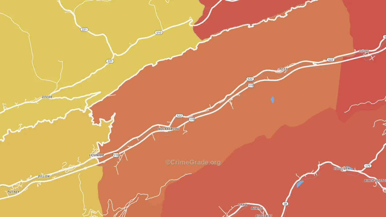 Totz, KY Map of Theft Rates