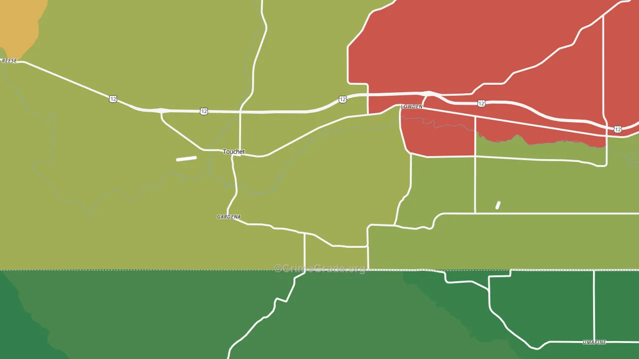 Touchet, WA Map of Theft Rates