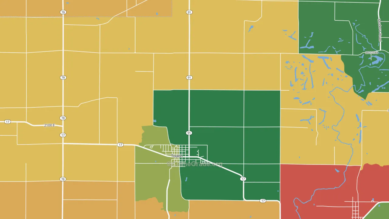 Toulon, IL Map of Theft Rates