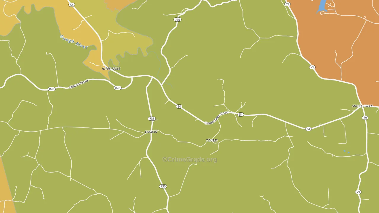 Tousey, KY Map of Theft Rates