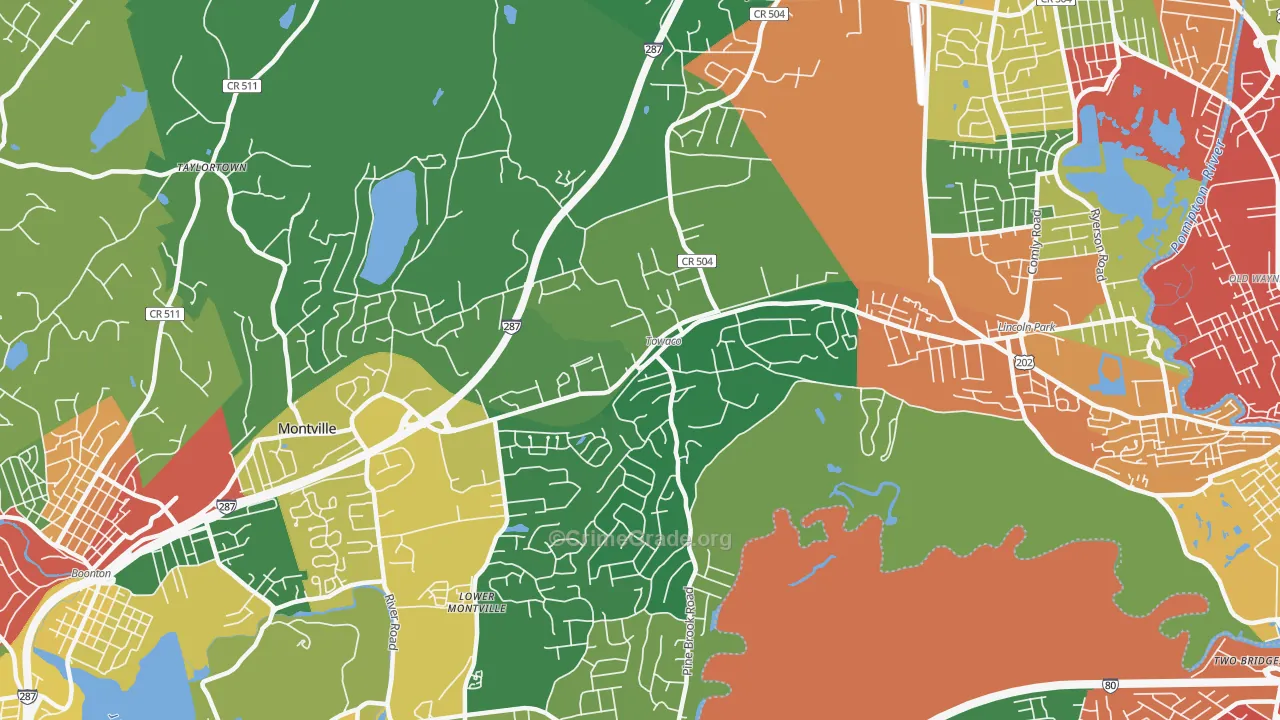 Towaco, NJ Map of Theft Rates