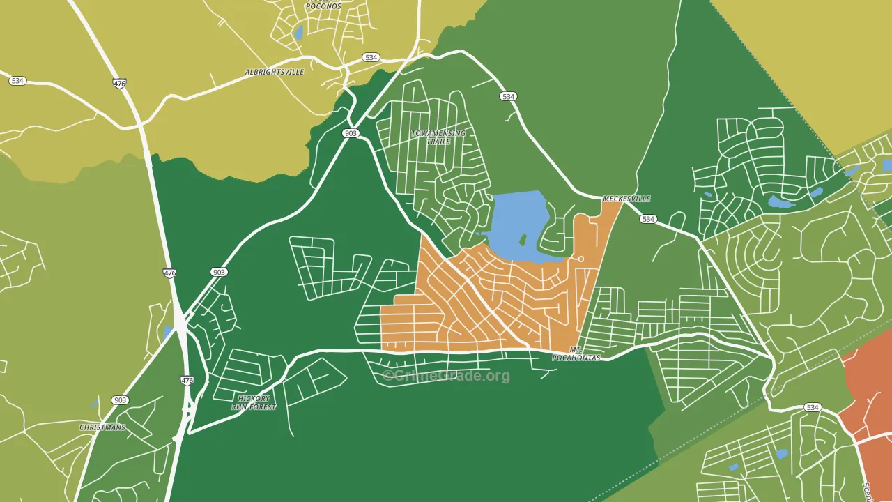 Towamensing Trails, PA Map of Theft Rates