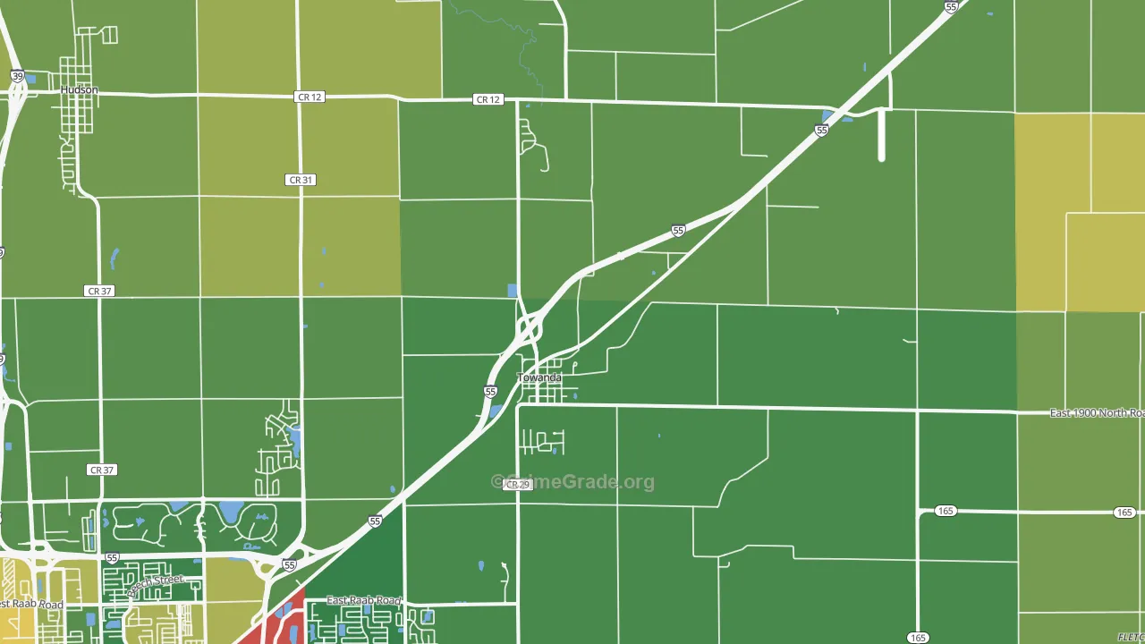 Towanda, IL Map of Theft Rates