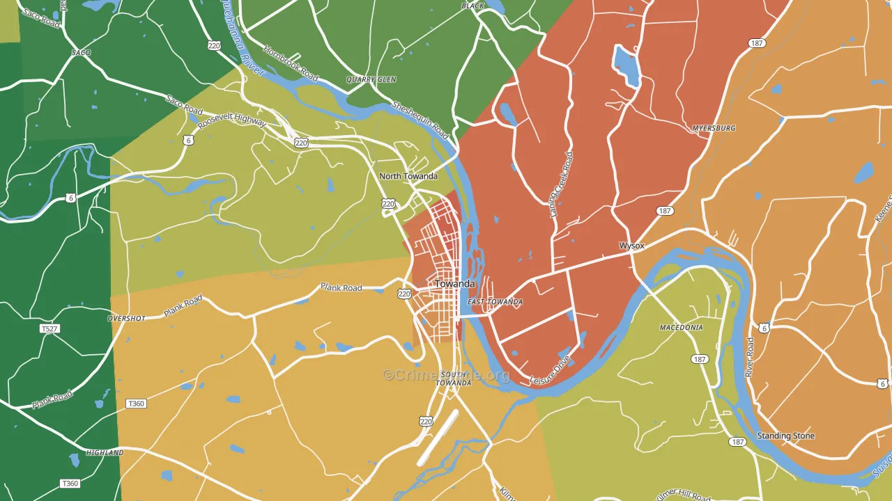 Towanda, PA Map of Theft Rates