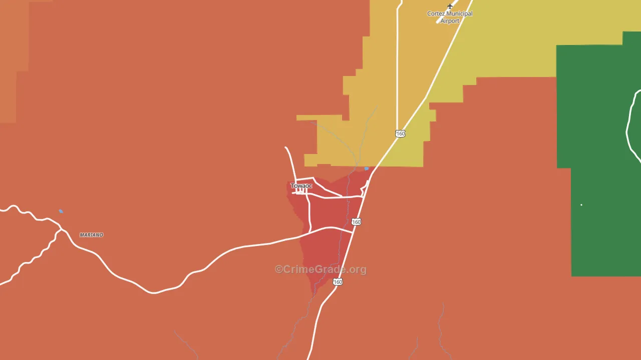 Towaoc, CO Map of Theft Rates