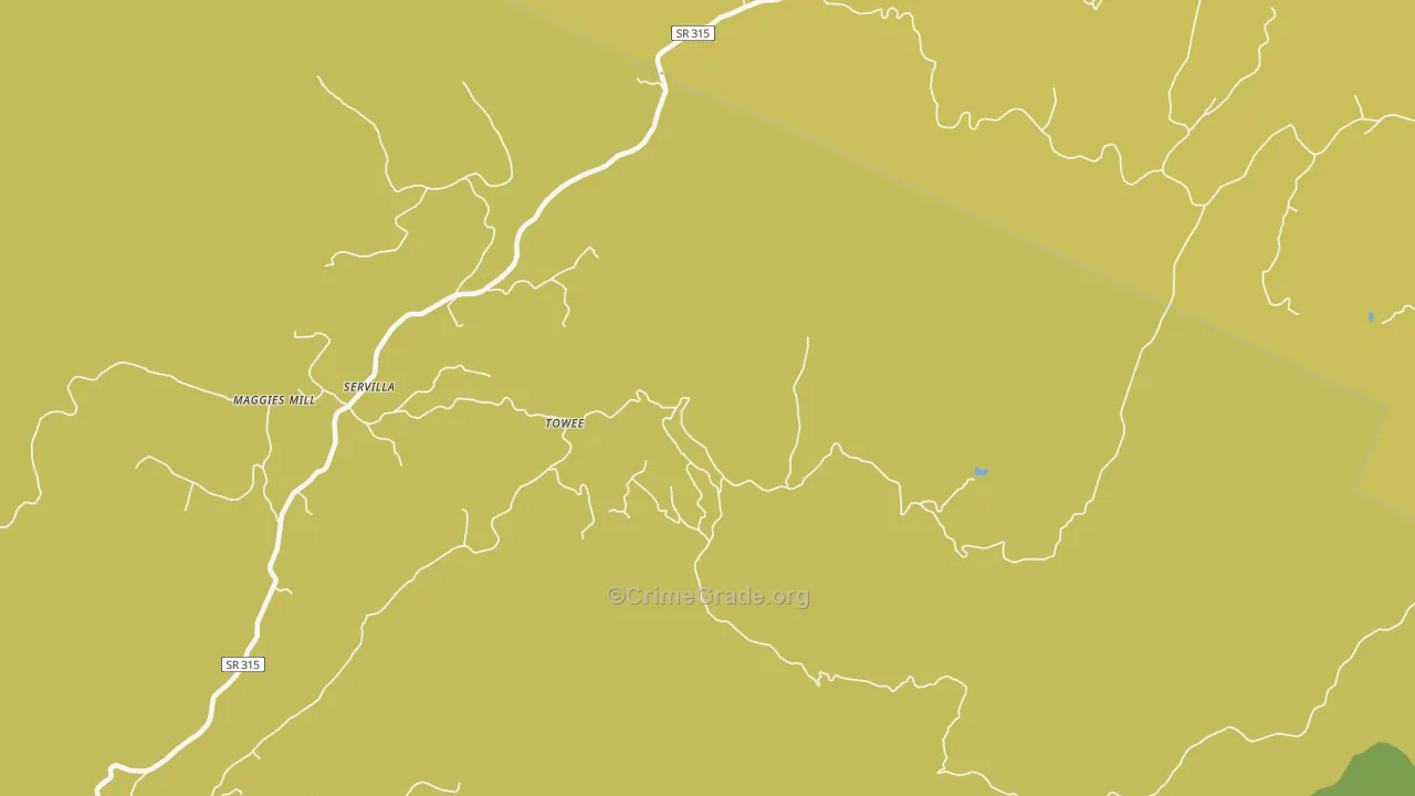 Towee, TN Map of Theft Rates