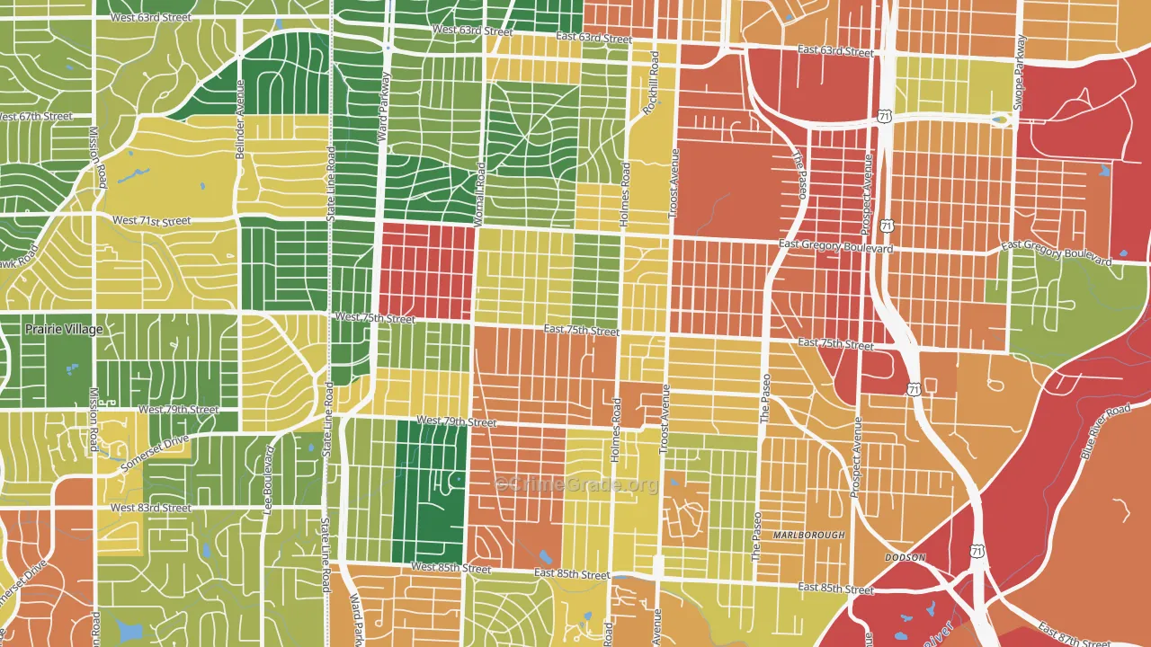 Tower Homes, Kansas City, MO Map of Theft Rates