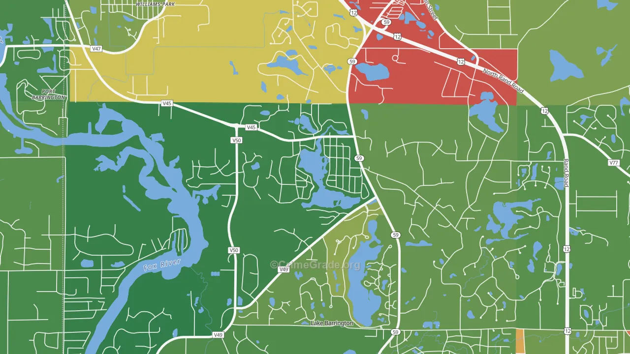 Tower Lakes, IL Map of Theft Rates