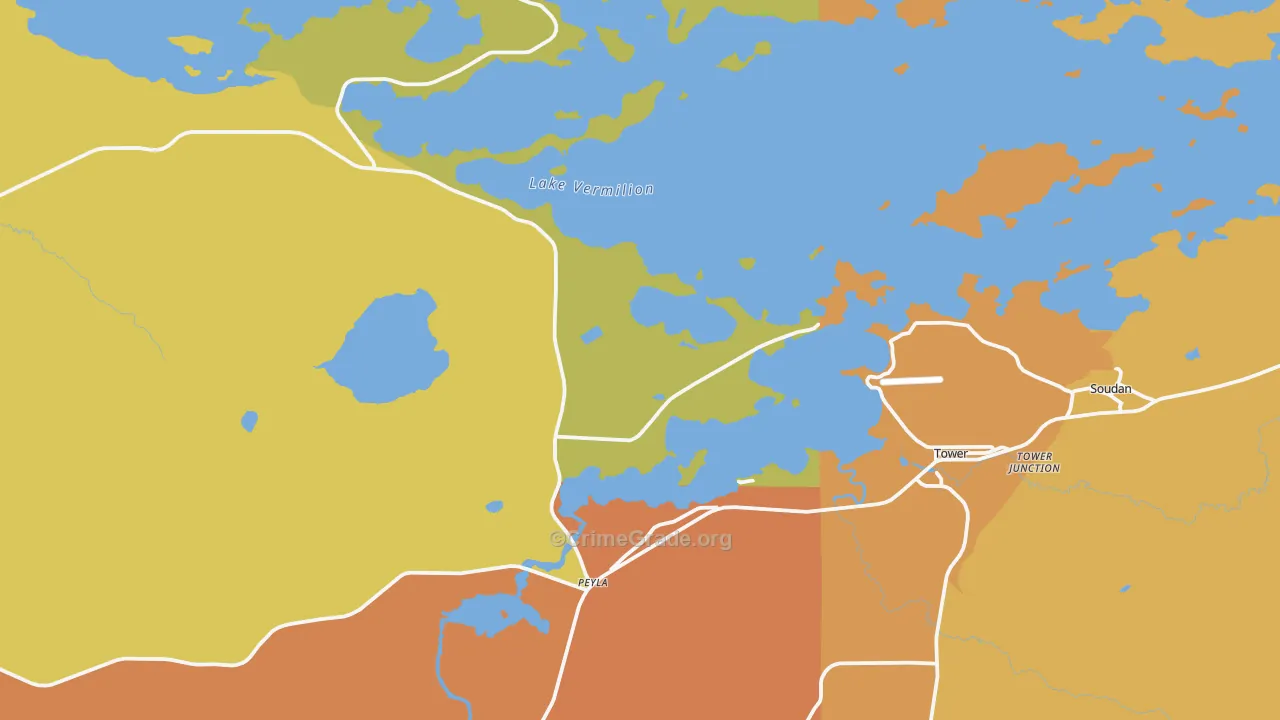 Tower, MN Map of Theft Rates