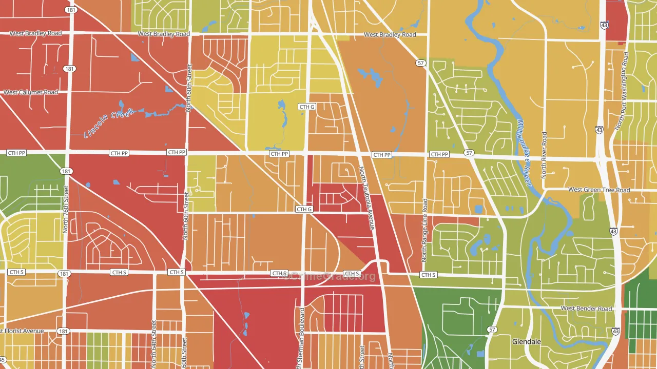 Town and Country Manor, Milwaukee, WI Map of Theft Rates