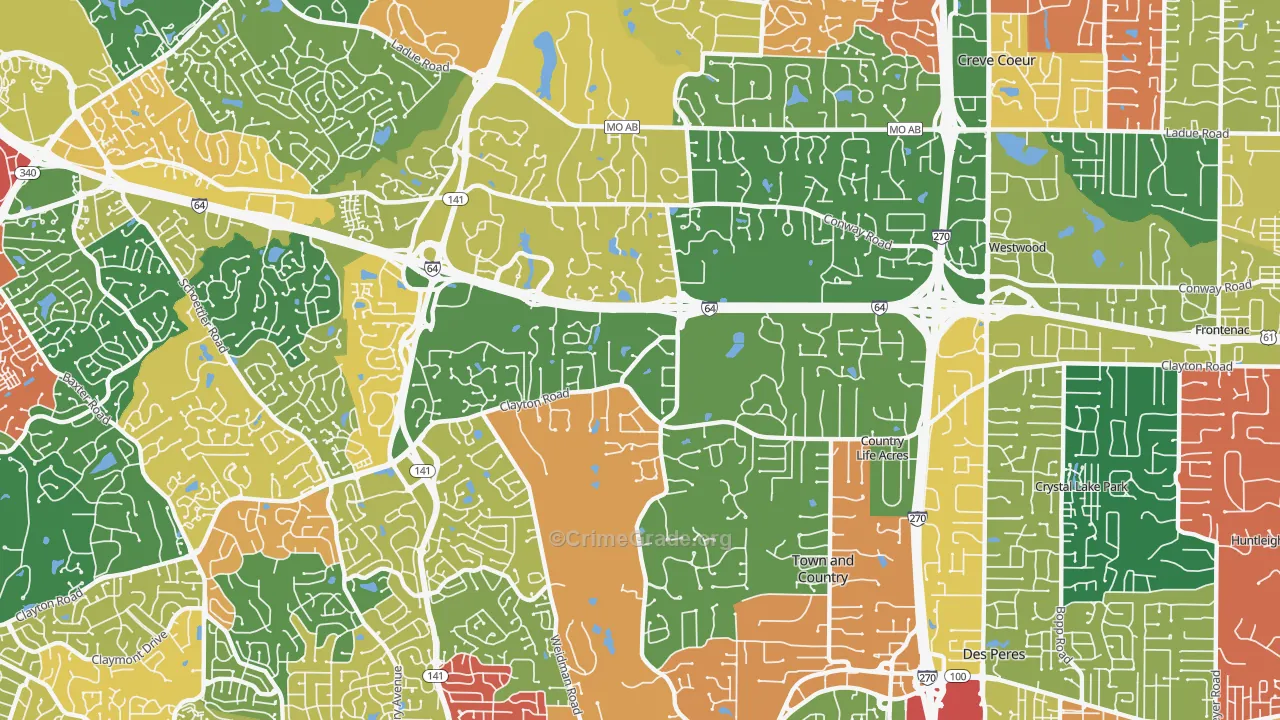 Town and Country, MO Map of Theft Rates