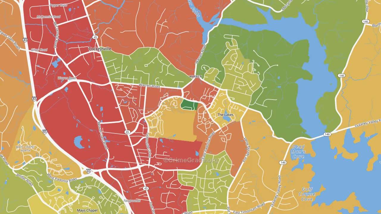 Town and Country North, Cockeysville, MD Map of Theft Rates