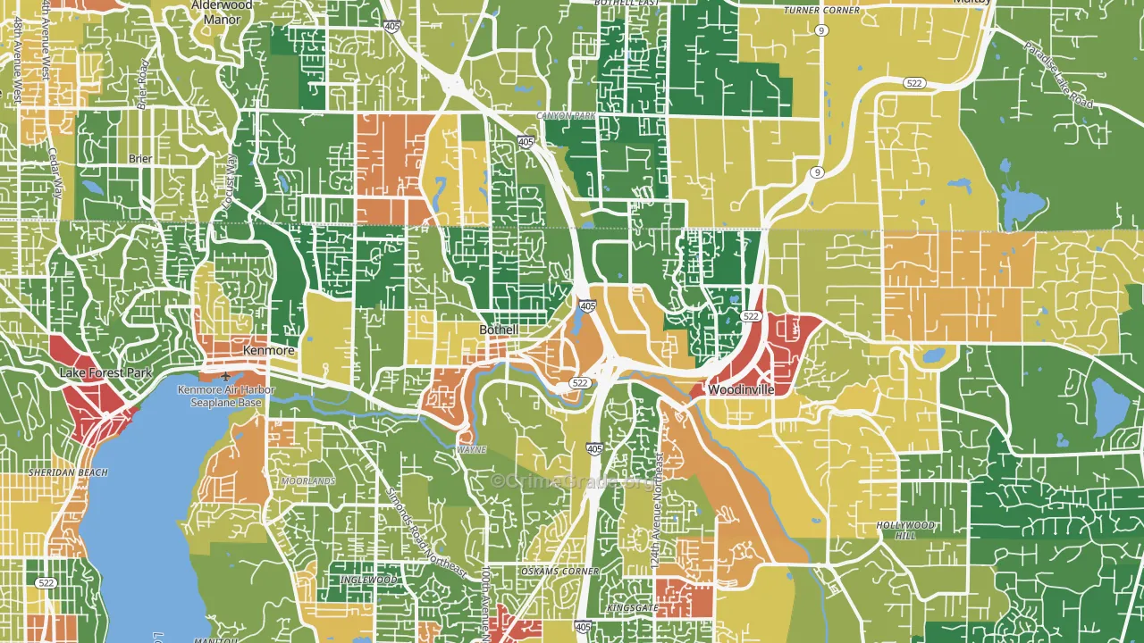 Town Center, Woodinville, WA Map of Theft Rates