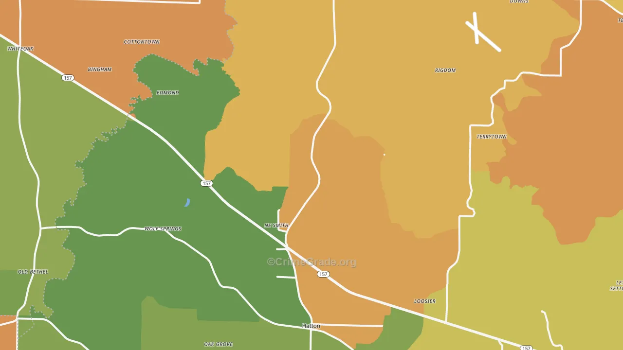 Town Creek, AL Map of Theft Rates