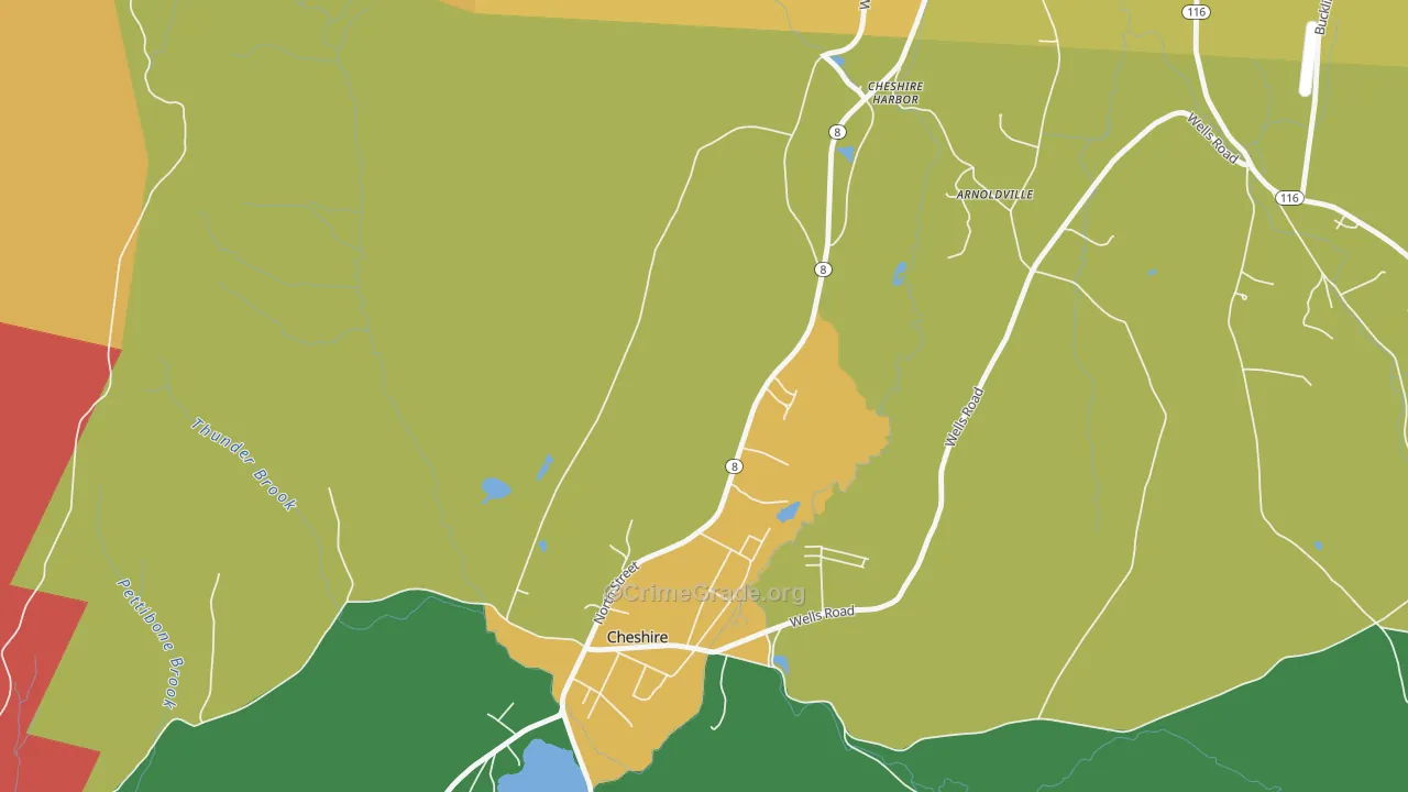 Town Crest Village, MA Map of Theft Rates