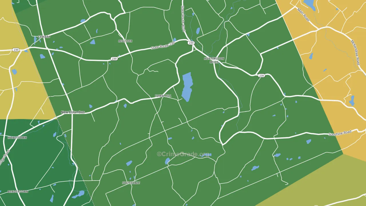 Town Hill, PA Map of Theft Rates