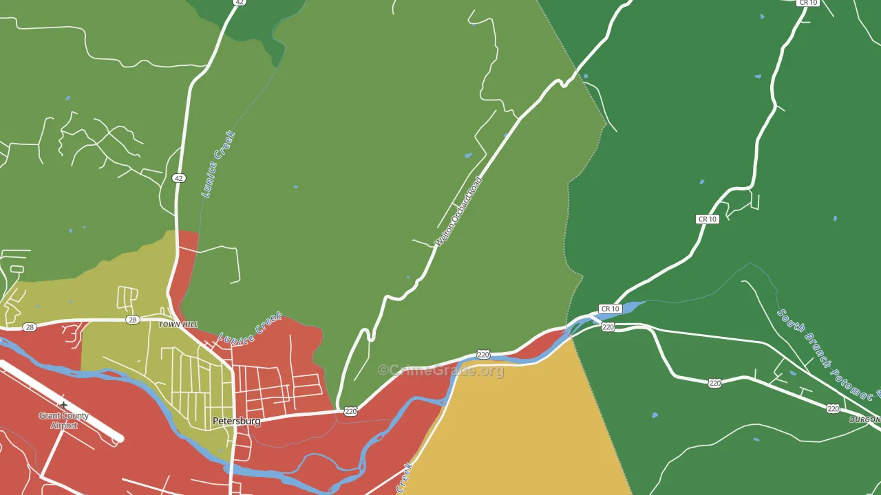 Town Hill, WV Map of Theft Rates