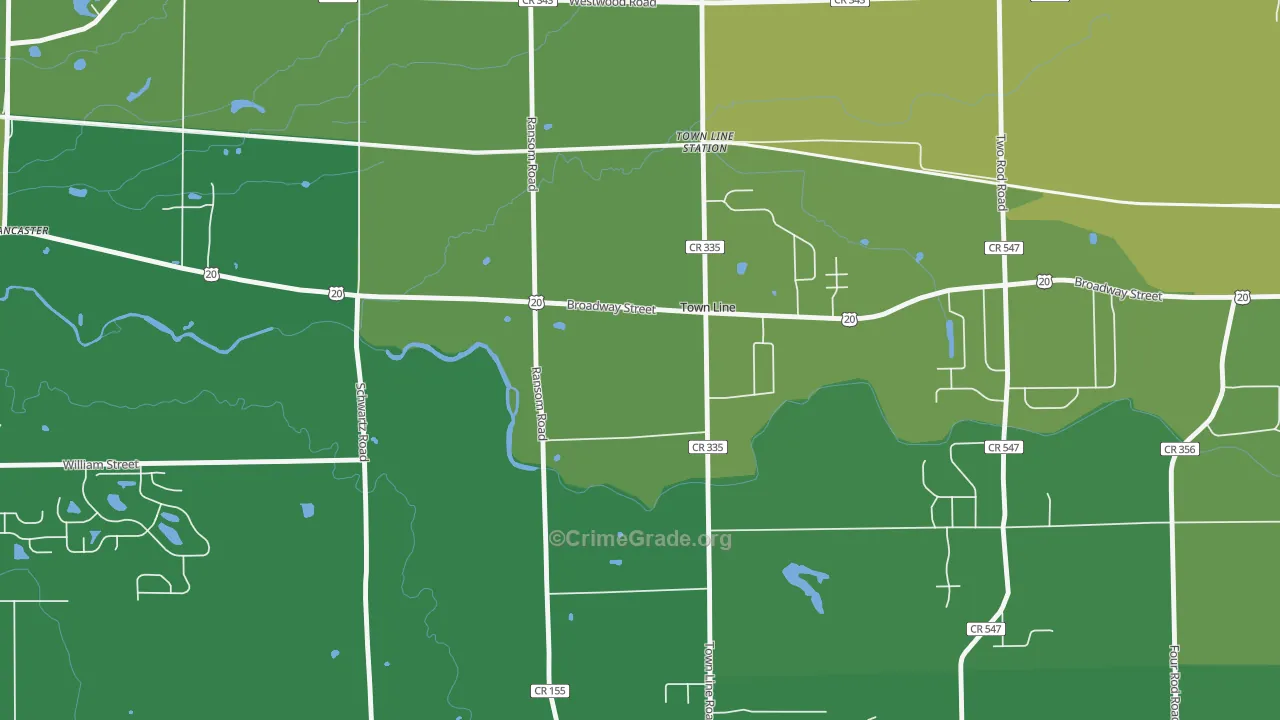 Town Line, NY Map of Theft Rates