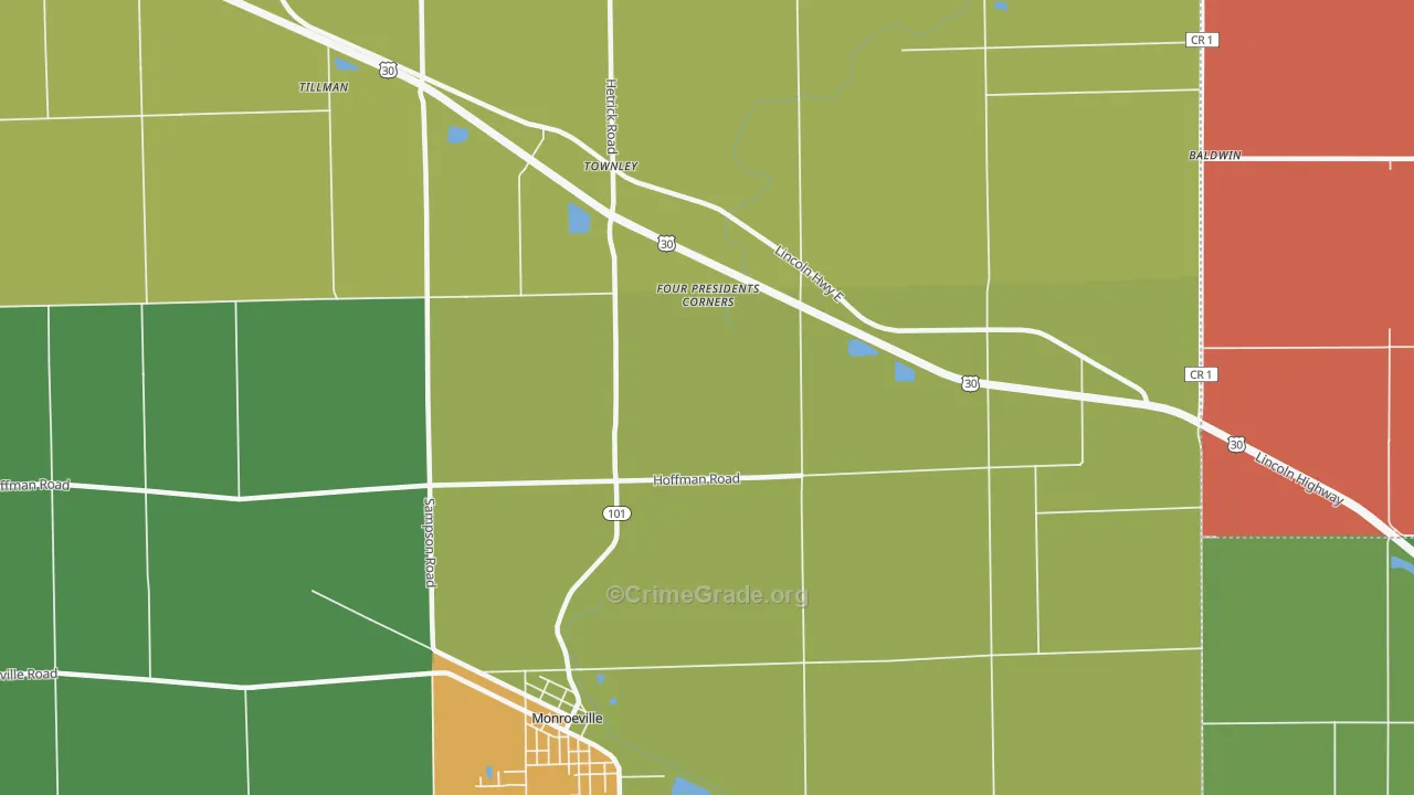 Townley, IN Map of Theft Rates