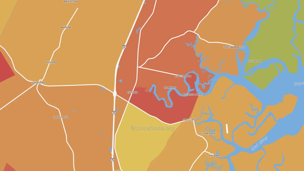 Townsend, GA Map of Theft Rates