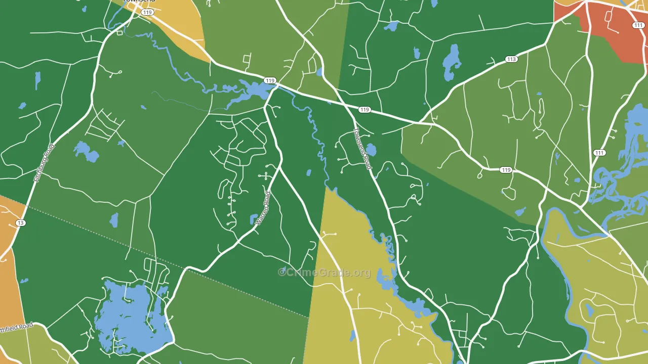 Townsend Harbor, MA Map of Theft Rates