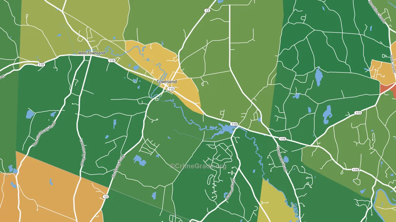 Townsend, MA Map of Theft Rates
