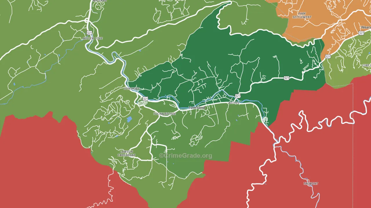 Townsend, TN Map of Theft Rates