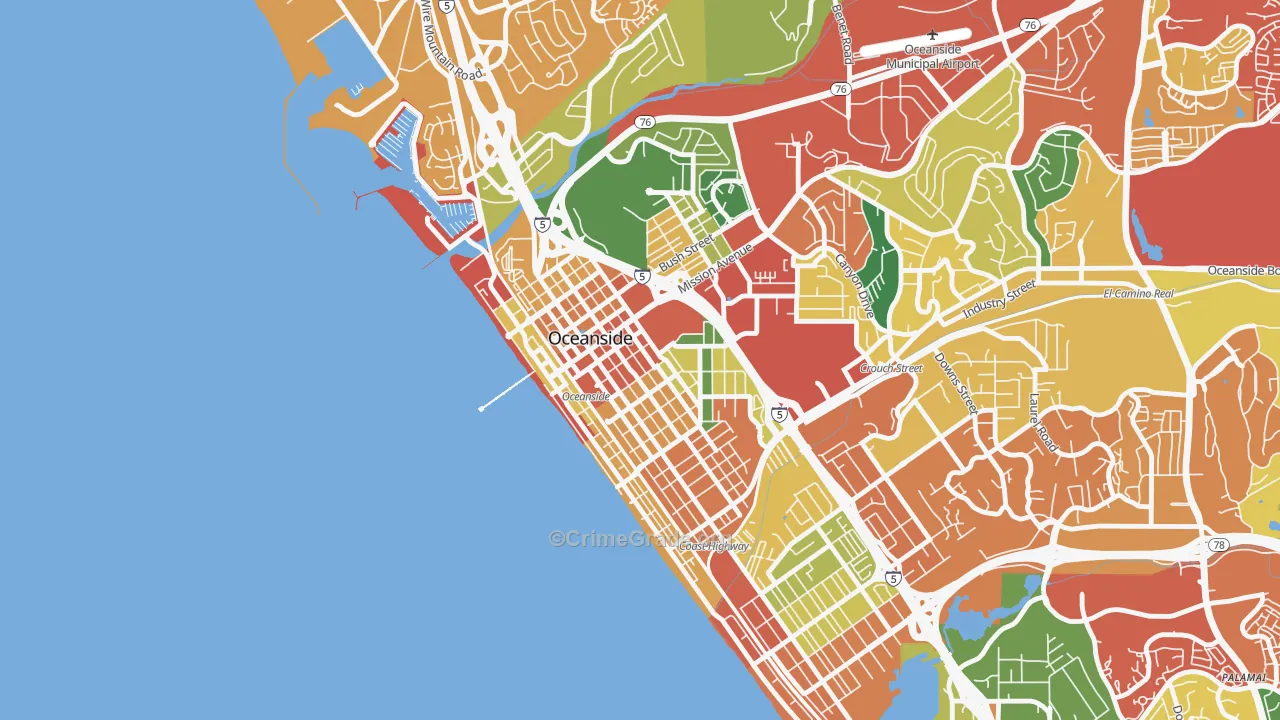 Townsite, Oceanside, CA Map of Theft Rates
