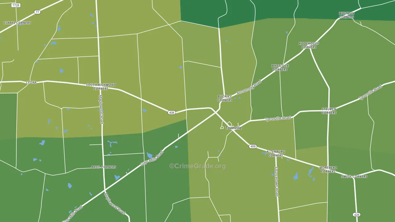 Townville, PA Map of Theft Rates