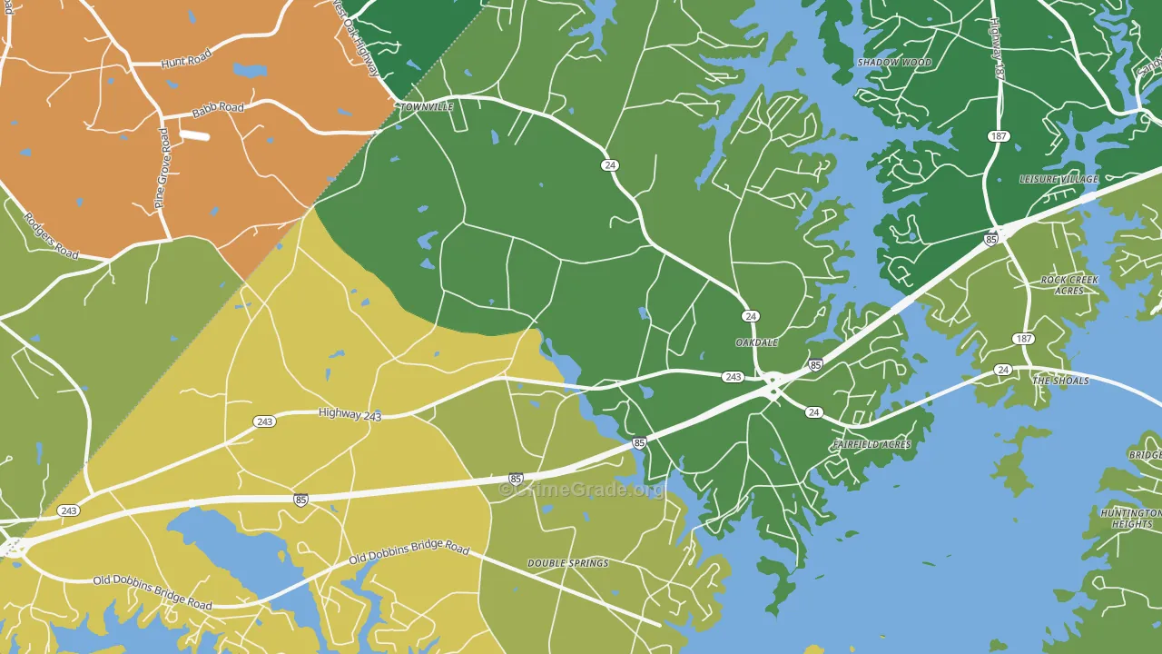 Townville, SC Map of Theft Rates