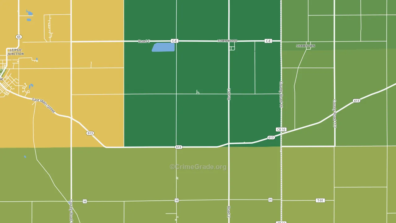 Townwood, OH Map of Theft Rates