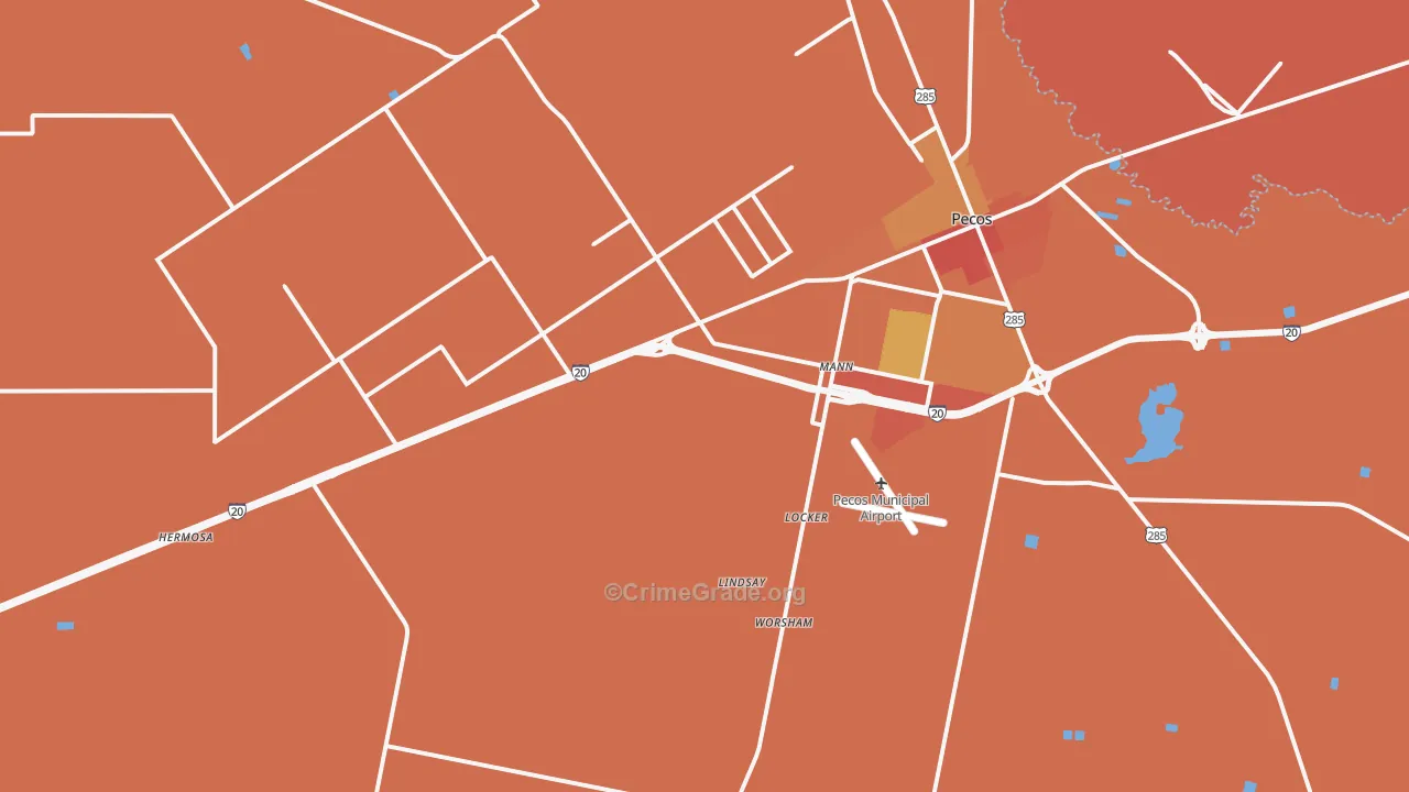 Toyahvale, TX Map of Theft Rates