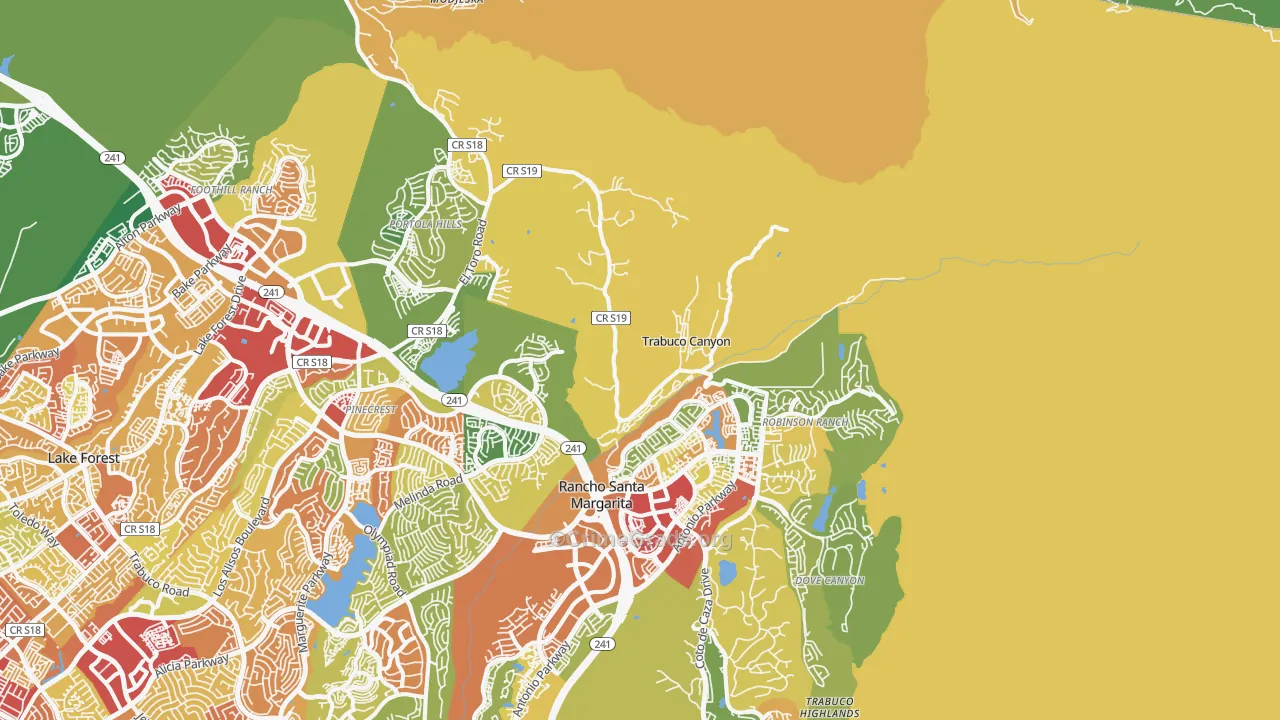 Trabuco Canyon, CA Map of Theft Rates