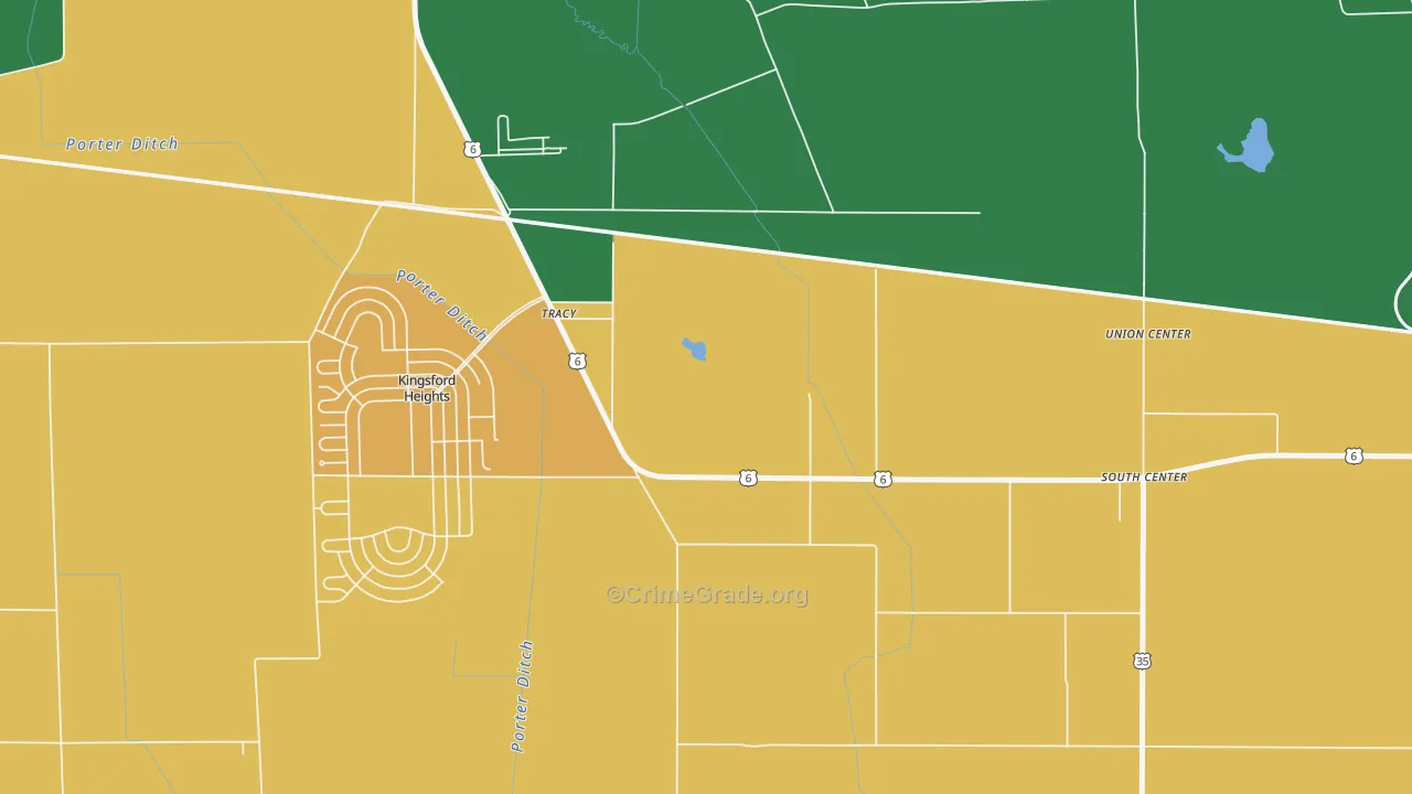 Tracy, IN Map of Theft Rates