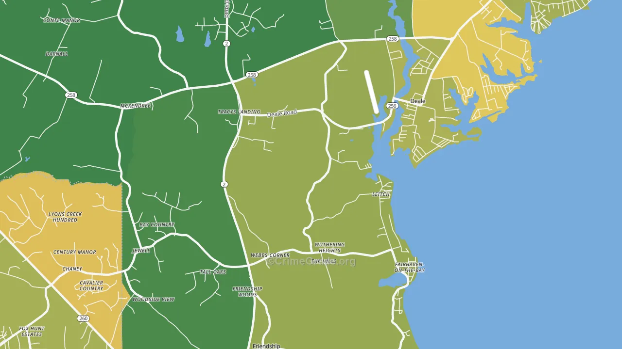 Tracys Landing, MD Map of Theft Rates