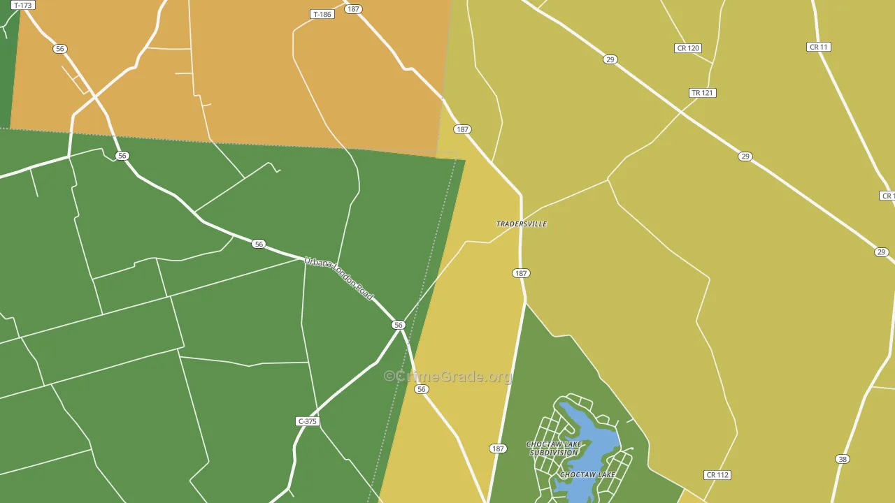 Tradersville, OH Map of Theft Rates